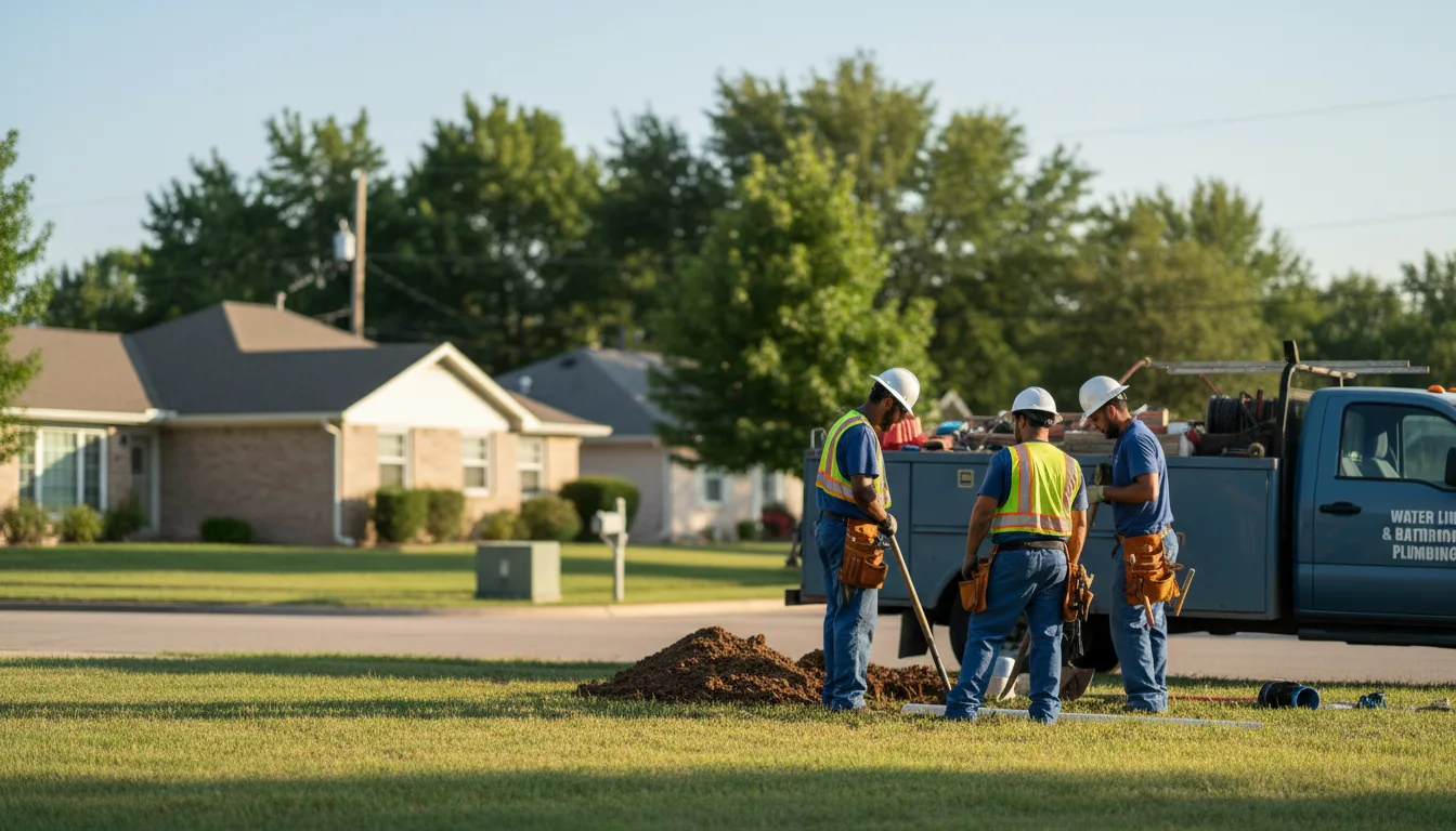 Residential water line and bathroom plumbing service in Hooven, OH